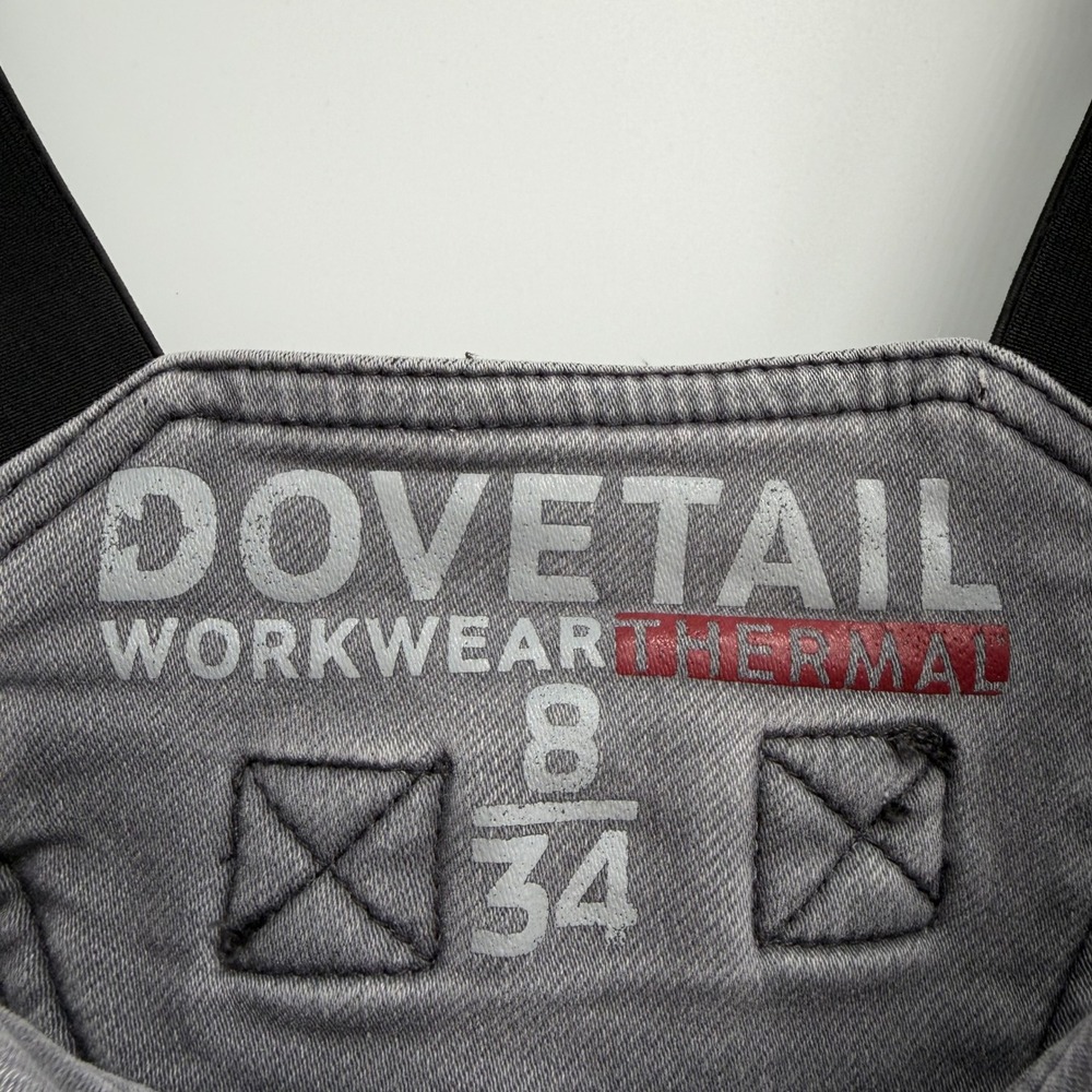Dovetail Workwear Freshley Overalls Thermal Denim Size 8/34 Grey Fleece Lined - Picture 4 of 13